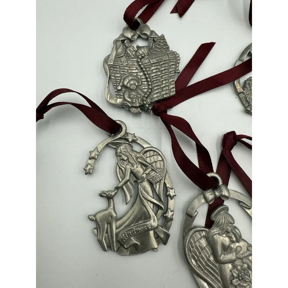 Longaberger Baskets Pewter Angels Joy Love Friendship Peace Christmas Lot Of‎ 8